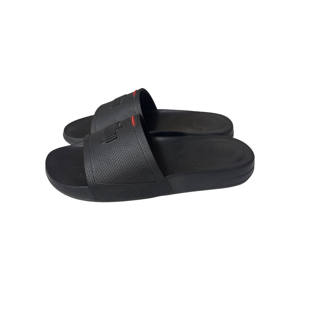Fitflop Black Slide Sandals 6 Lightweight Rubber Slip-On Footwear For Women Made